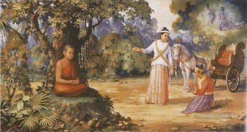 仏教徒 Painting - 病死者と穏やかな托鉢僧の四大徴候 仏教